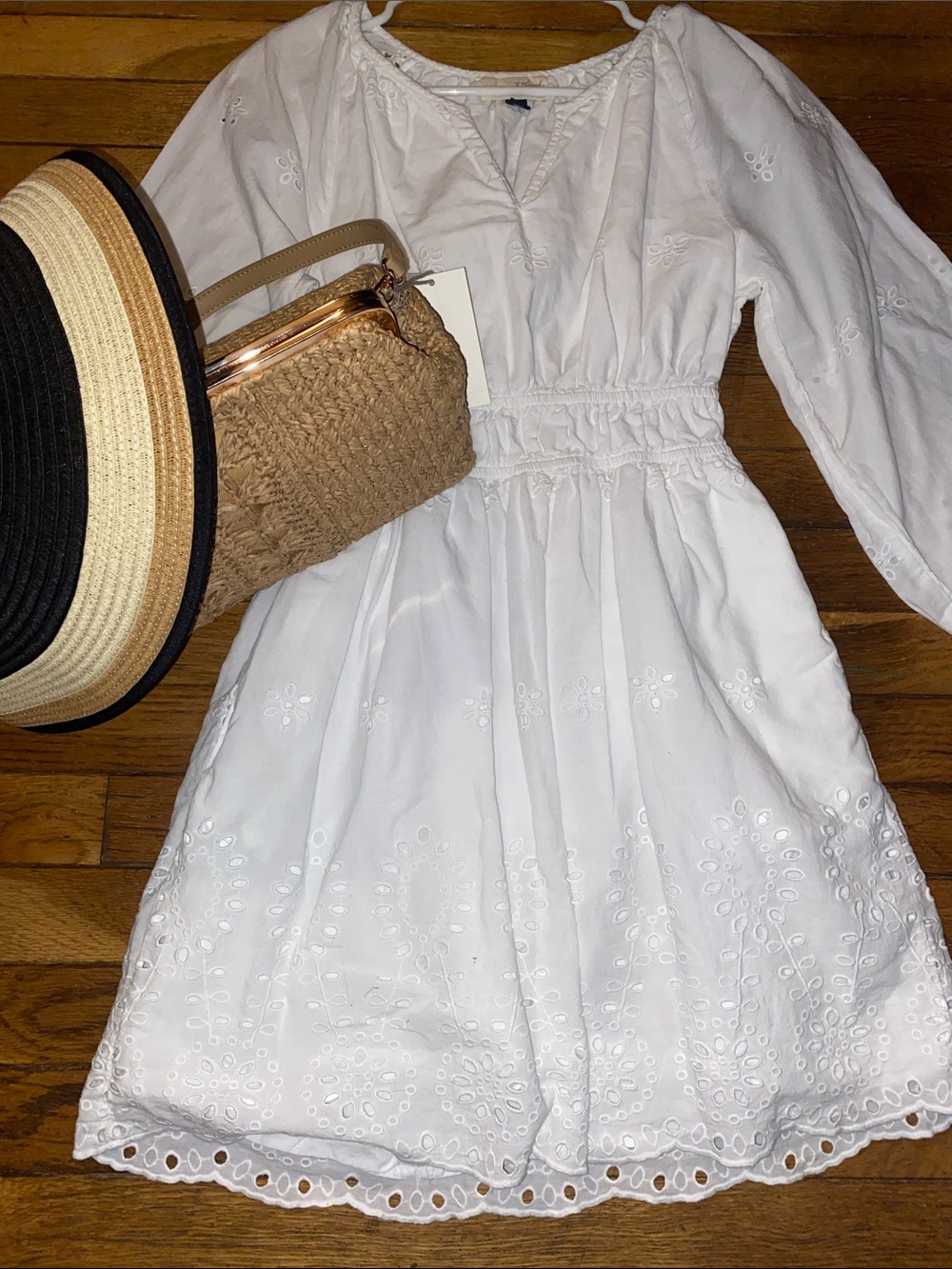 Universal White Eyelet Mini Dress